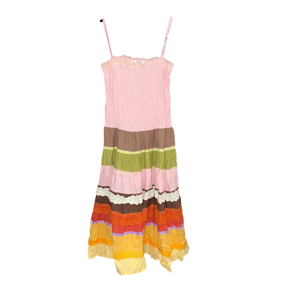 Connections 18 multi tiered colorful sundress women’s size medium cottage core